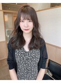 モテ髪xグレージュカラーx斜めバングx前髪x韓国