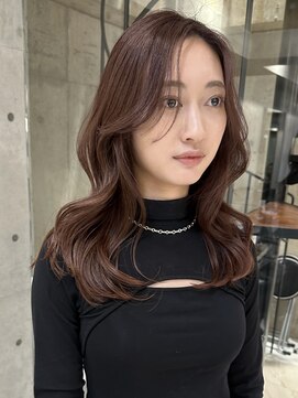 サイン 渋谷(SIGN) 韓国ヘアレイヤーロンググレーベージュ前髪パーマ黒髪