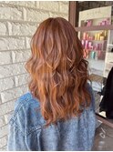 ロングレイヤー×オレンジブラウン