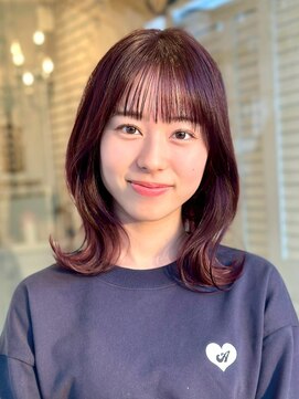 ベレッタ 枚方店(veretta.) ミディアム/外ハネ/くびれシルエット/ピンクブラウン/くびれヘア