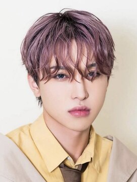 ページ(page,) ハイライトミルクティーベージュツーブロックメンズマッシュ