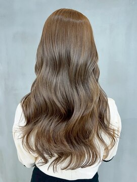 グレージュロング暗めカラー韓国ヘア顔周りレイヤー_ba567881