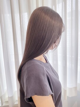 髪質改善大人可愛いミルクティベージュロングレイヤー韓国ヘア