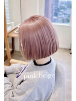 ヌフ(neuf)&nbsp;透け感ピンクベージュ×切りっぱなしボブ【池袋/イメチェン】