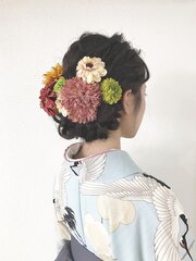 たっぷりお花のヘアセット