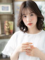 カバーヘア ブリス 上尾西口店(COVER HAIR bliss)&nbsp;黒髪シースルーバング小顔くせ毛風ロブヘアb上尾20代30代40代