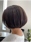 大人きれい丸みノーブルショートボブグレイッシュニュアンス