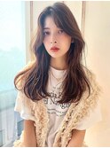 〇韓国ヘア センターパート × 顔まわりレイヤー ココアブラウン
