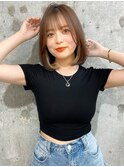 【福島】インナーカラーベージュワンカールミニボブ