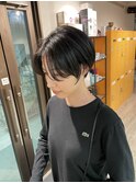 大人可愛い20代30代40代黒髪前下がりショートボブ丸みショート◎
