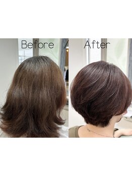 【白髪染め人気No1】カット+白髪染め+《ライト》TR+ウルトラファインバブル ￥11900→￥8900