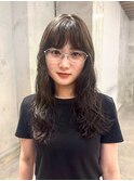 【KANON】オリーブベージュ透明感カラーロングパーマ