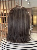 40代50代◎夏カラー◎細めグレージュハイライト×ボブ