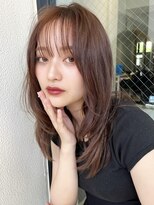 ミンクス渋谷スマートサロン(MINX shibuya smart salon)&nbsp;揺れるストレート 斜めバングデザインカラーシルキーベージュ