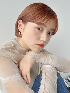 ローネス(LONESS) ショートボブ/暖色カラー/オレンジブラウン/ブリーチなしカラー