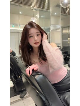 ノク 渋谷(nok) モテ色気ミディアム_美髪ピンクブラウン切りっぱなしボブ