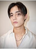 韓国マッシュカルマパーマコンマバングセンターパート黒髪ウルフ