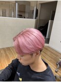 メンズセンターパート×ホワイトピンク