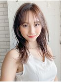 小顔 フェミニンロング メルティーカラー 似合わせカット"