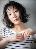 黒髪アッシュ抜外ハネボブパーマウェットヘアu戸田公園20代30代