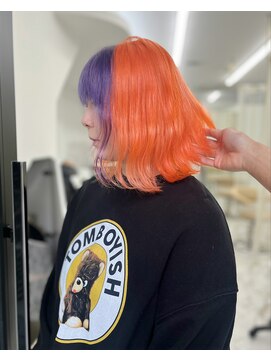 ナナ(NANA) オレンジ/ラベンダー/デザイン/セクションカラー/ウルフカット