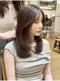 ロングレイヤーカットシースルーバング小顔ヘアRI-72