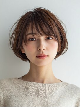 黒髪/クラゲヘアー/オリーブグレー/小顔/ココアベージュ/大口