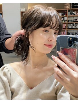 ノラ ヘアーサロン(NORA HAIR SALON) ナチュラル小顔前髪あり後れ毛サイドバング結べるボブくびれヘア