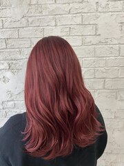 カシスレッド暖色カラー赤髪ボルドー韓国風7066