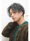 アップバングツーブロックマッシュパーマスタイル1205