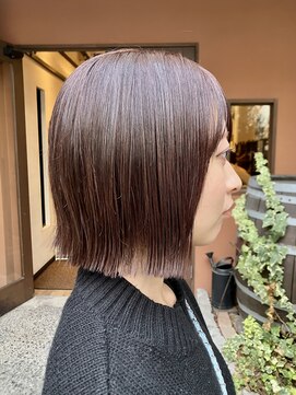 ココカラヘアー ニコ(cococara hair nico) ヘイリーボブ/切りっぱなしボブ/ピンクブラウン/ブリーチなし