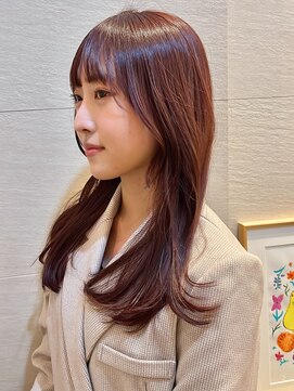 ラフ フロム ガーデン(Laf from GARDEN) レイヤーロング/ピンクベージュ/前髪パーマ