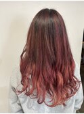 ダブルカラーピンクベージュベージュカラーケアブリーチレイヤー