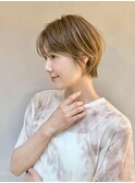 マッシュショート/丸みショート/大人かわいい/シルキーベージュ