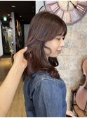 ピンクレッド×顔周りカット