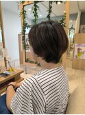 大人可愛い切りっぱなしひし形レイヤーカットモカベージュ