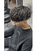 ホワイトメッシュ、ツイストパーマ