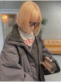 ブロンドカラー　× ぷつっとボブ