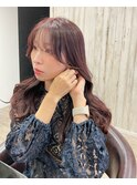 ＊ラベンダーピンク 小顔バング ロングヘア 三宮美容室 神戸