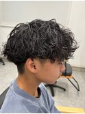 波巻きパーマメンズパーマメンズヘアツーブロックツイストパーマ