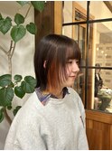 イヤリングカラー/オレンジカラー/顔周りカット/レイヤーカット/