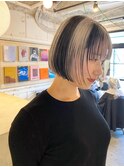 デザインカラーコントラストハイライト切りっぱなしボブ