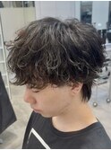 メンズ波巻きスパイラルパーマ無造作ツイストシャドウパーマ