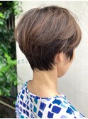 襟足シュッとショート/大人のエレガントひし形ショート白髪染め