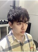 刈り上げない緩め無造作シャドウパーマツーブロック