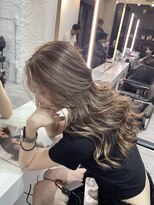 ブレンド 渋谷(BLend)&nbsp;ハイライトカラーくびれヘアアプリコットオレンジ