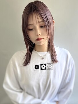 エル セルカ 高田馬場(el CERCA) 韓国風レイヤーハッシュカット×ピンクベージュ