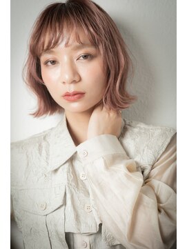 カバーヘア ブリス 志木南口駅前店(COVER HAIR bliss) ミルクティーピンク細めハイライト外ハネ小顔ボブu志木10代20代