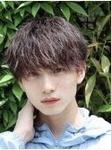 センターパートニュアンスパーマスパイラルパーマメンズパーマ