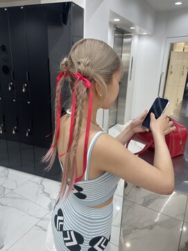 ラピス 渋谷本店(Lapis) ヘアセット/ホワイトグレージュ/ミニウルフ/チェリーブラウン